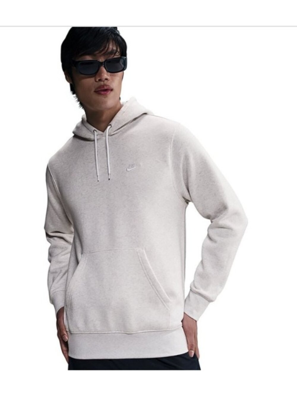Nike Mens Basic Hoodie Size 2XL Birch Heather White Pullover Fleece FN3859-051